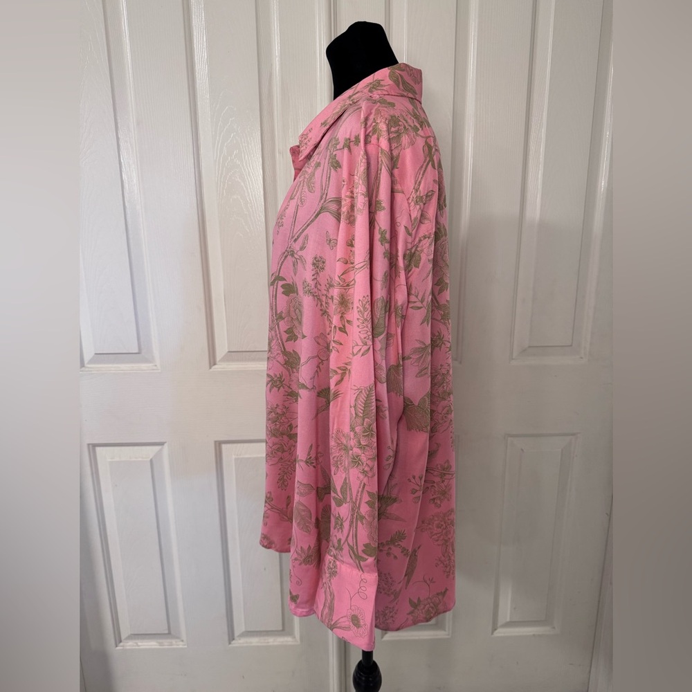 NWT BEAUTIFUL Lawrence Zarian Tunic Top XL Hummingbird Butterfly Pink Green QVC - Picture 6 of 15
